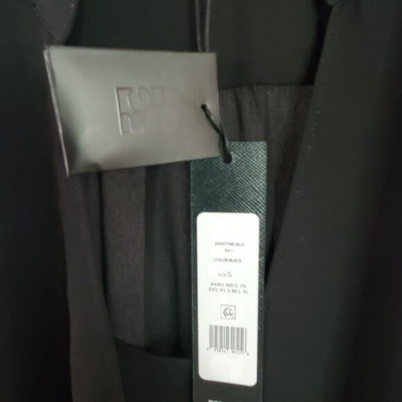 BCBGMaxazria NWT Women's Jaclyn Black Draped Hi Low Blouse Size S 100% Polyester - Picture 5 of 5